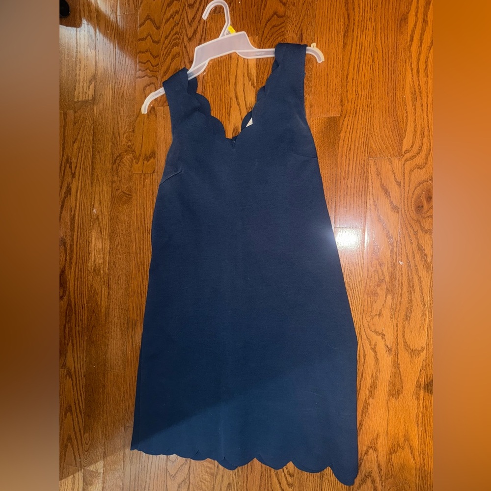 Elegant Navy Blue Scalloped Dress